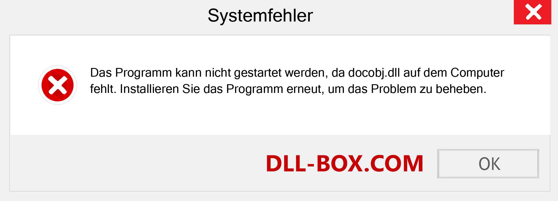 docobj.dll-Datei fehlt?. Download für Windows 7, 8, 10 - Fix docobj dll Missing Error unter Windows, Fotos, Bildern